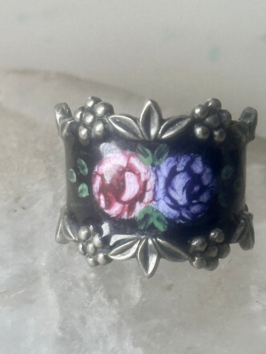 Guilloche ring size 4.75 floral ESPO sterling silver band women girls