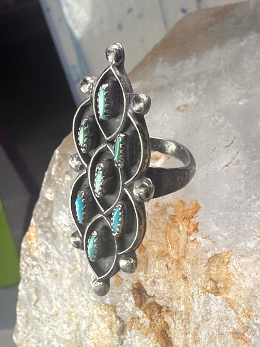 Turquoise ring Zuni size 3 petite point sterling silver women girl