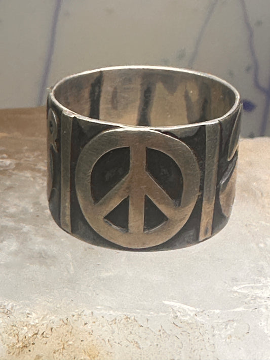 Peace Dove ring biker Mexico band size 10.50 sterling silver men Women