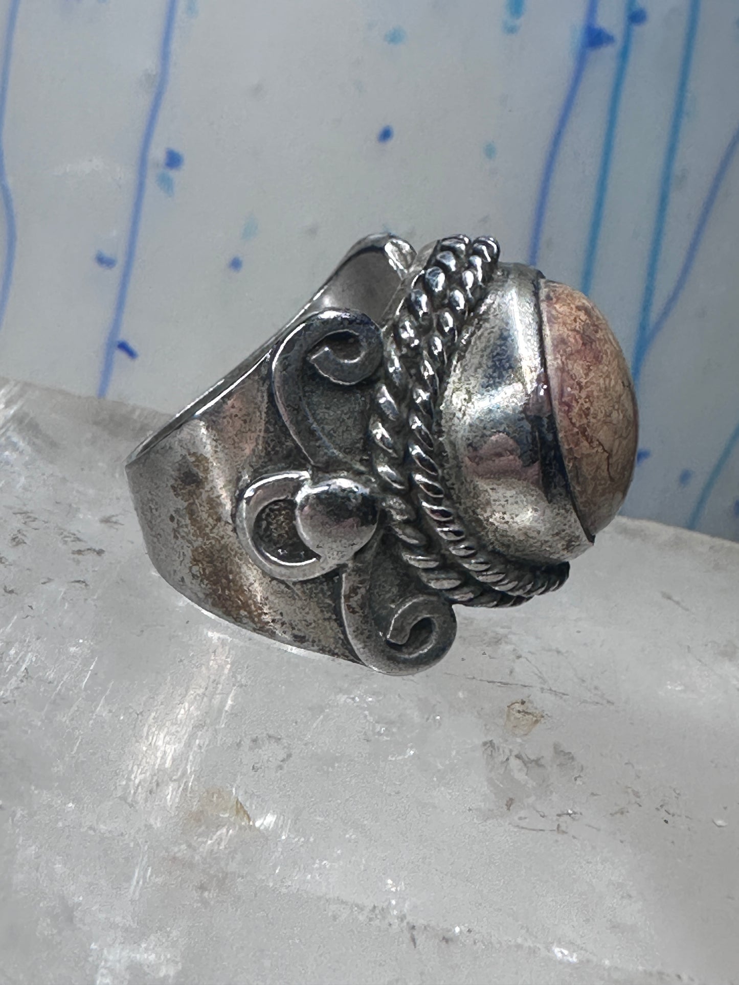 Jasper ring boho size 9.25 sterling silver women