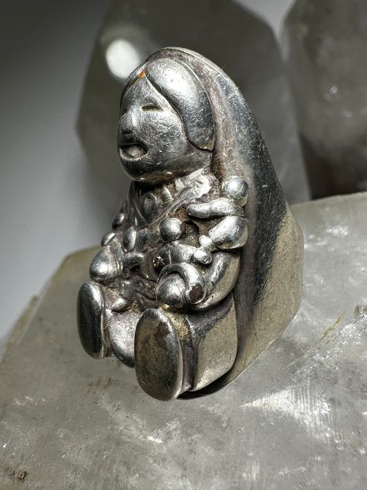 Storyteller ring Navajo band size 5.50 sterling silver women