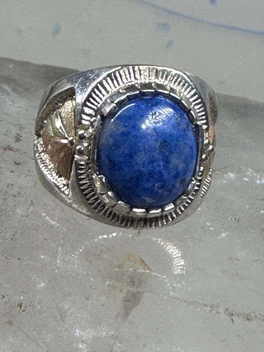 Black Hills Gold ring leaves blue lapis band size 6 sterling silver women men