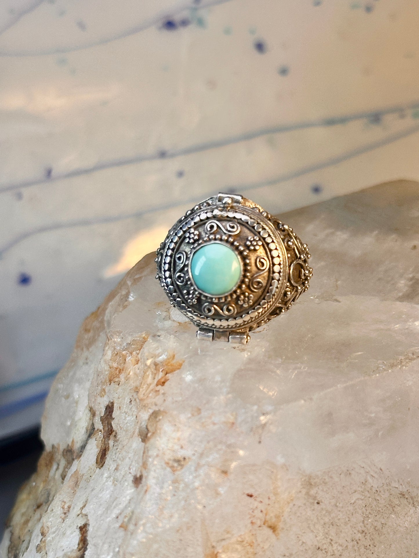 Poison ring turquoise boho vintage sterling silver size 9.25 women