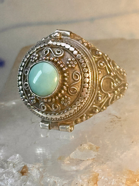 Poison ring turquoise boho vintage sterling silver size 9.25 women