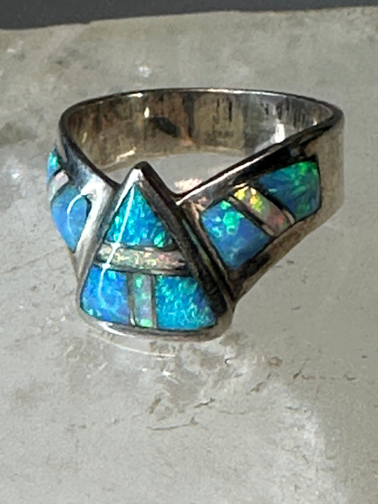 Lab Opal ring southwest band size 5.75 sterling silver women