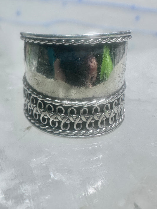Cigar band Wide Ring band size 5 sterling silver women girls
