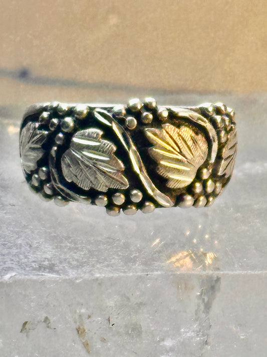 Black Hills Gold ring wedding band leaves sterling silver size 7.50 women men