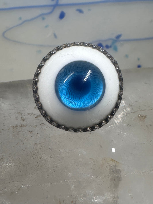 Eyeball ring Boho eye ball vintage band size 8.50 sterling silver women