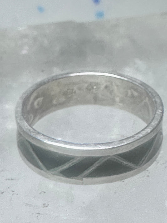 Zuni ring wedding sterling silver band onyx size 9 men women