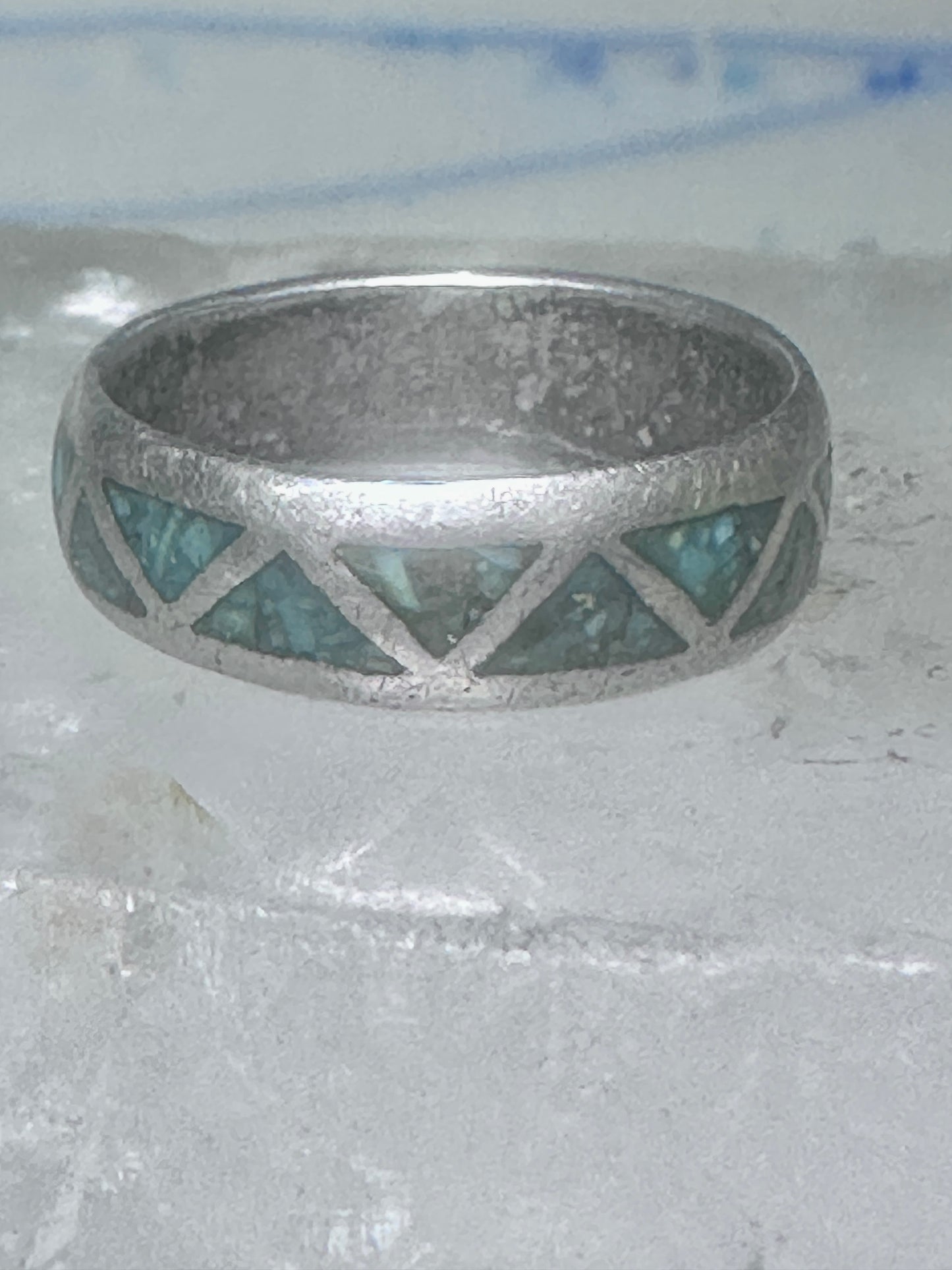Zuni ring wedding band sterling silver turquoise chips size 6 men women