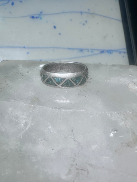 Zuni ring wedding band sterling silver turquoise chips size 6 men women