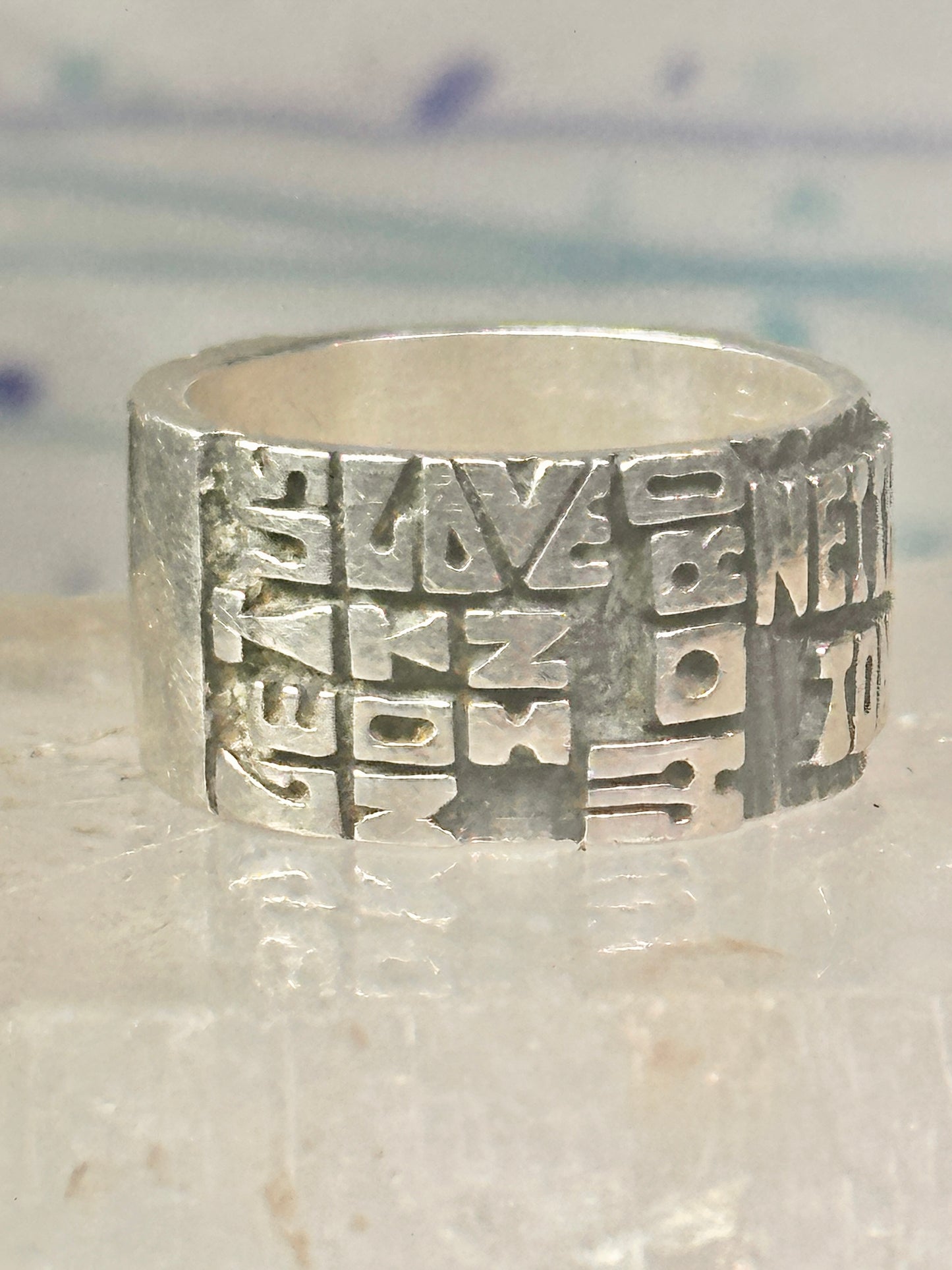 Love Ring Valentine words band size 7.75 sterling silver women girls