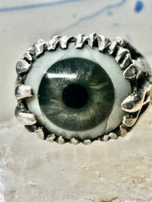 Eye ring hand holding eyes band size 5.50 sterling silver women