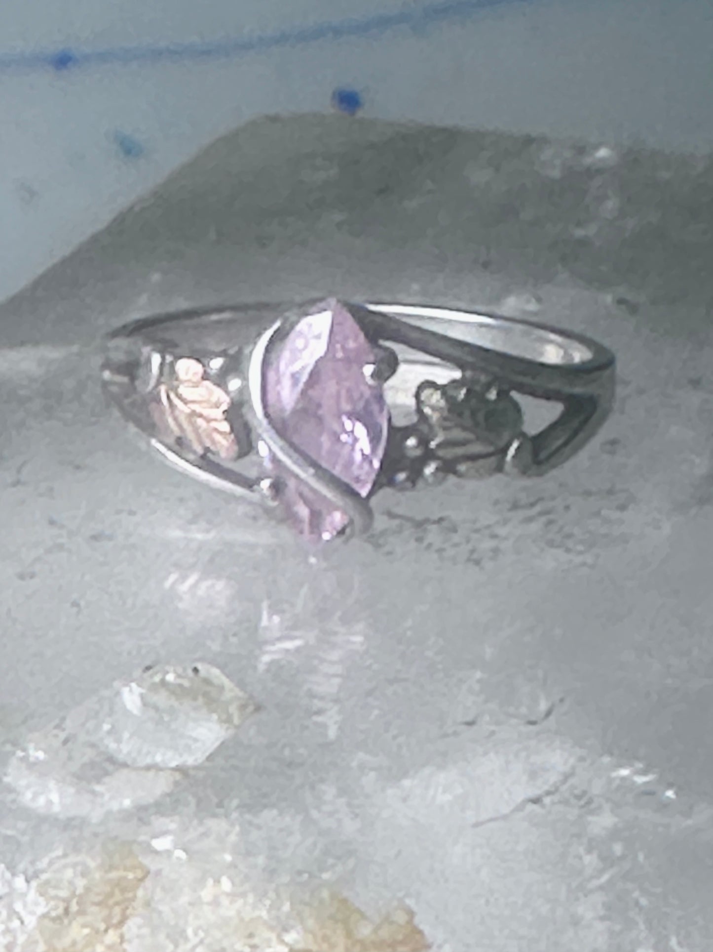 Black Hills Gold ring pink ice sterling silver pinky CCO size 5.2 12K over sterling women