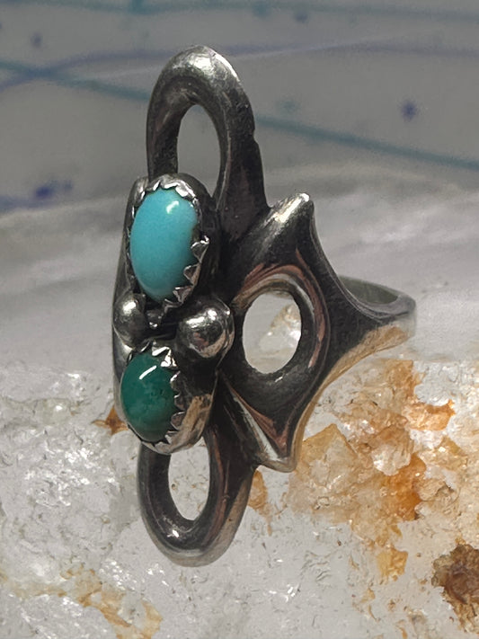 Navajo Sandcast Ring Turquoise size 5 sterling silver women girl