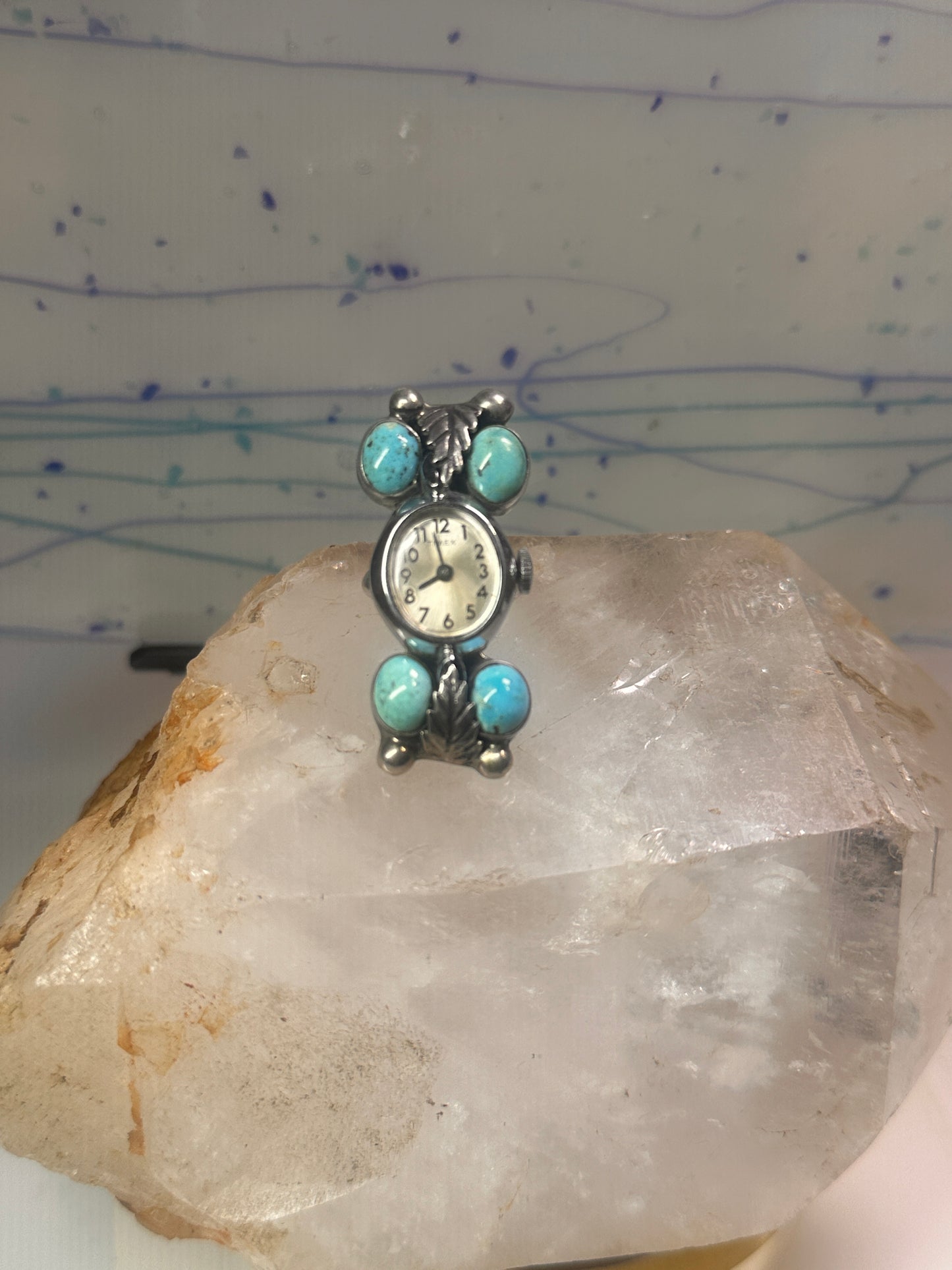 Navajo Watch Ring Turquoise size 5 sterling silver women