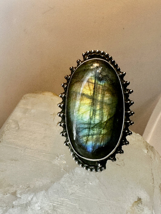 Labradorite ring size 9.25 Navajo sterling silver women