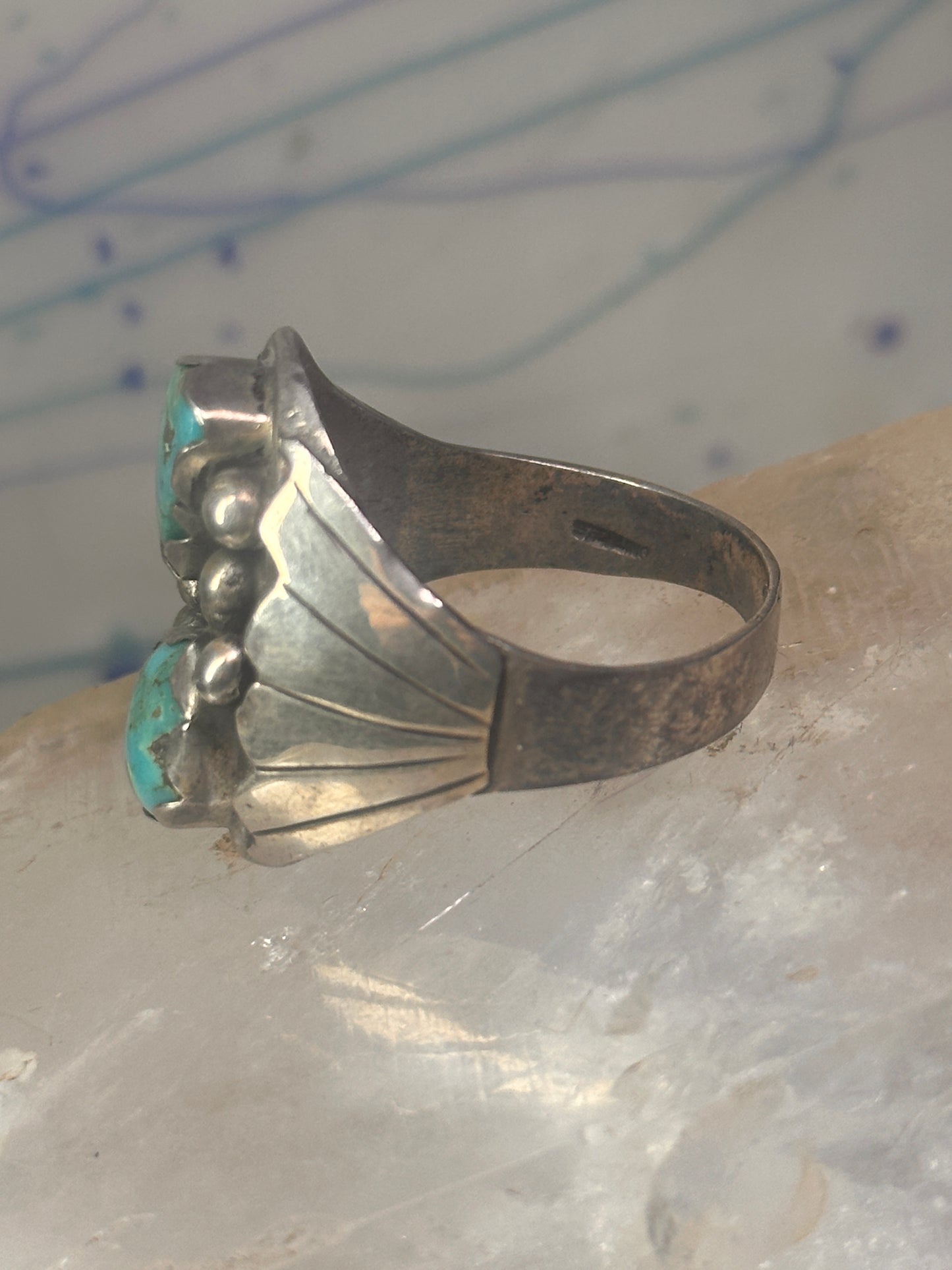 Navajo turquoise Ring Big Size size 17 sterling silver men