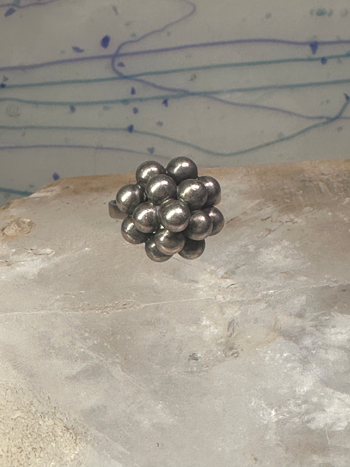 Bead ring southwest size 9 adjustable sterling silver women girls