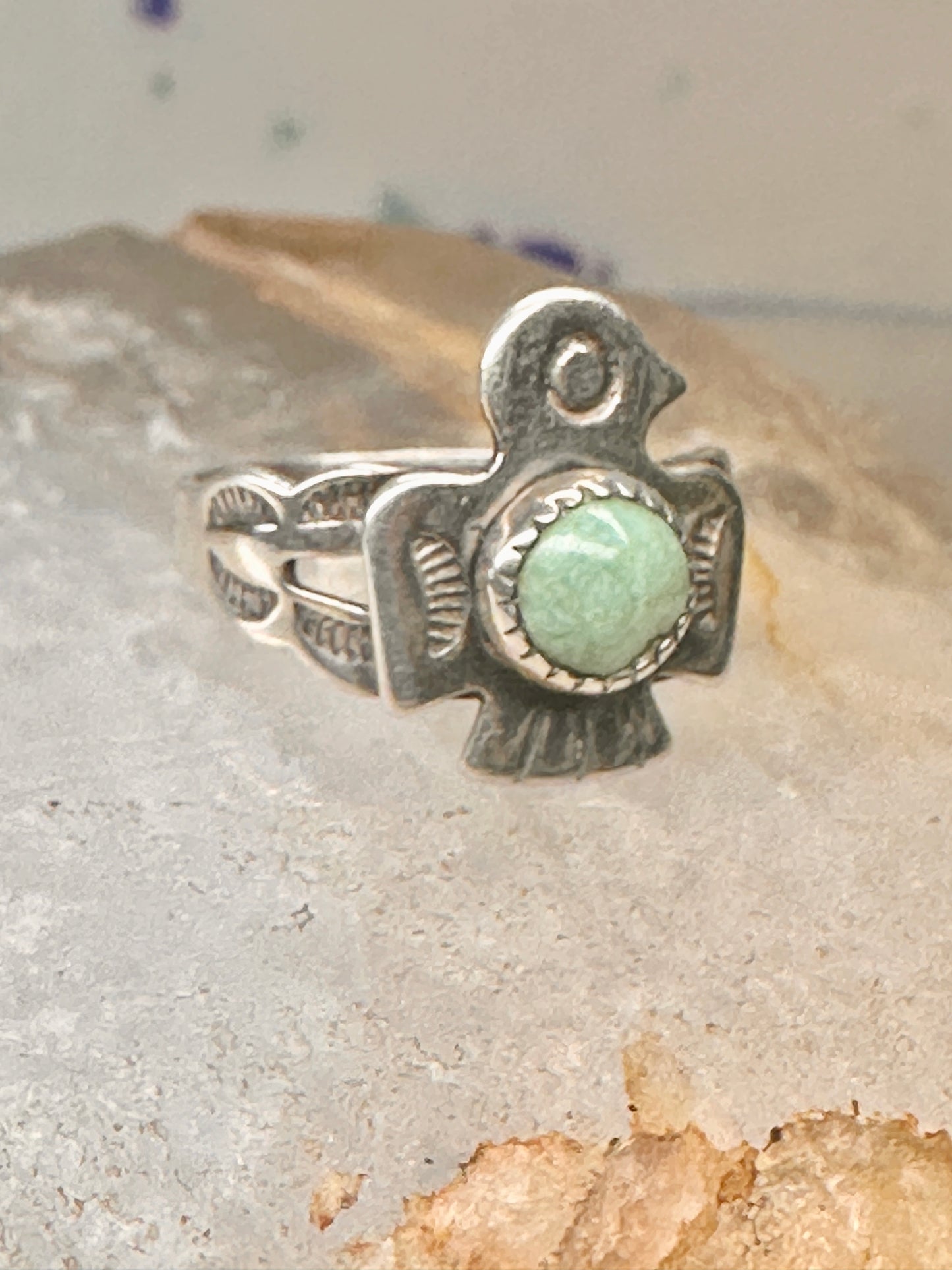 Phoenix ring turquoise pinky band size 2.75 Bell Trading Co sterling silver women girls