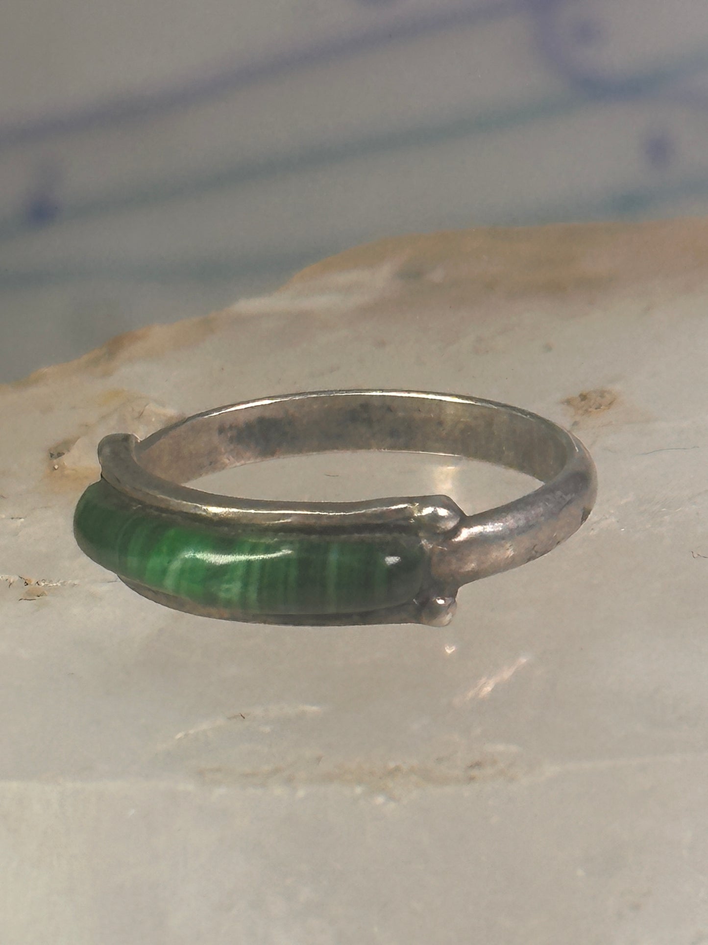 Navajo Malachite ring size 6 southwest band sterling silver women girls