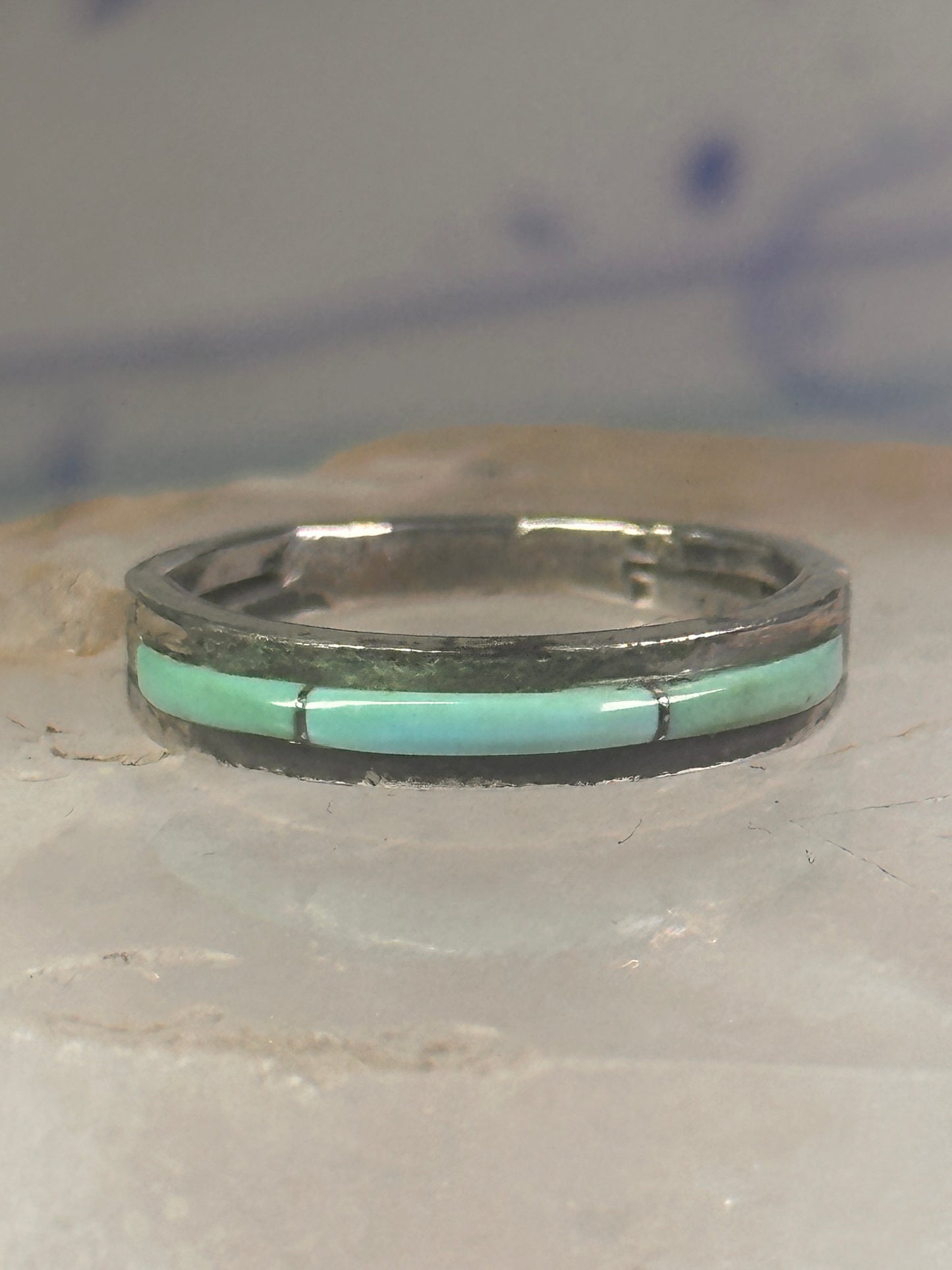 Navajo Turquoise ring size 7.25 southwest band sterling silver women girls