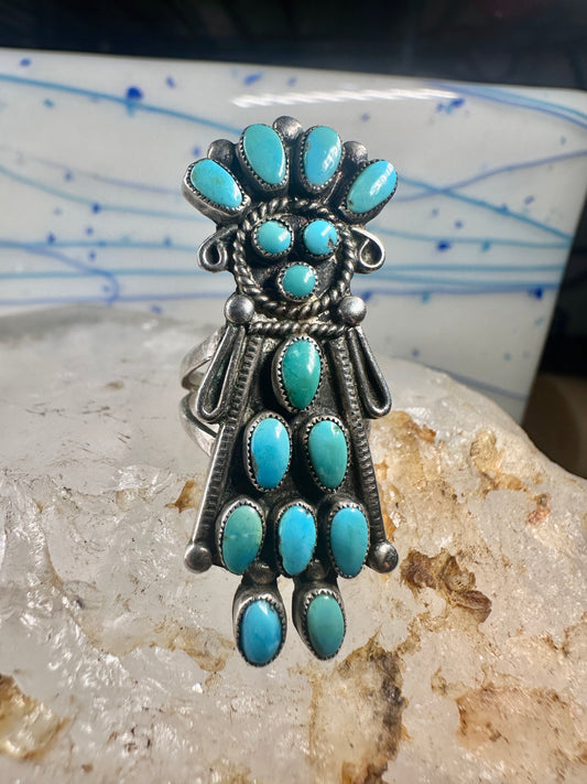 Antoinette Pattone Ring Zuni Turquoise Kachina size 4.25 sterling silver women