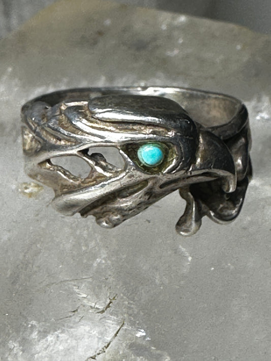 Eagle ring turquoise band size 11 southwest sterling silver vintage women men