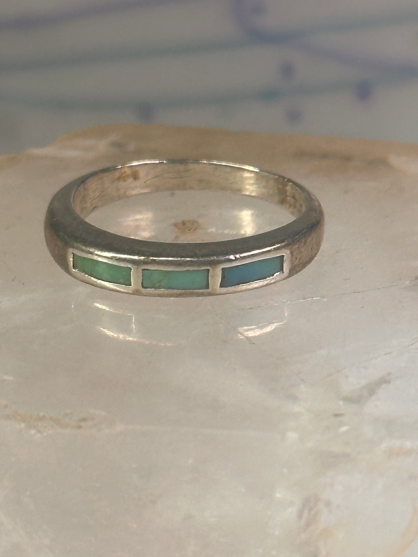 Navajo Turquoise ring size 7.75 stacker band southwest sterling silver women girls