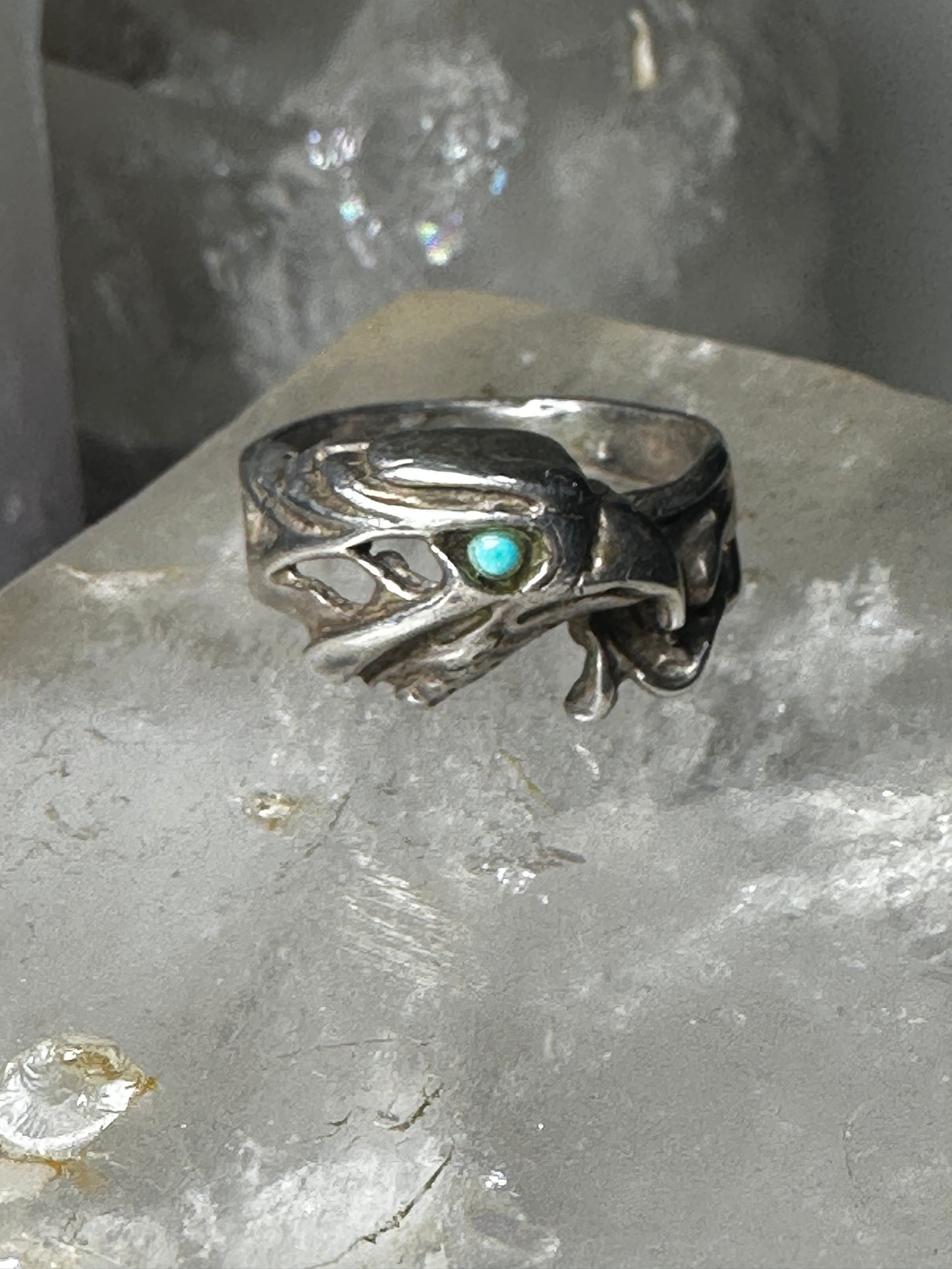 Eagle ring turquoise band size 11 southwest sterling silver vintage women men