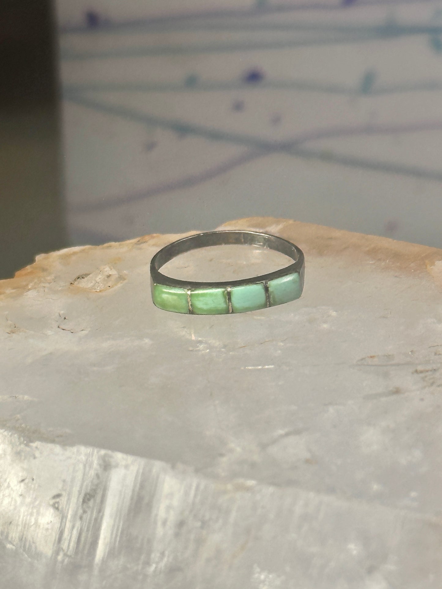 Navajo Turquoise ring size 5.25 stacker band southwest sterling silver women girls
