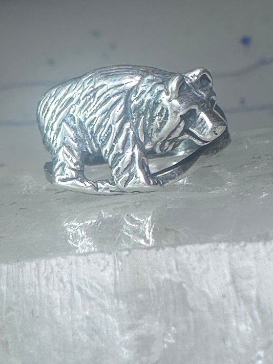 Bear ring vintage band sterling silver size 7.50 women girl
