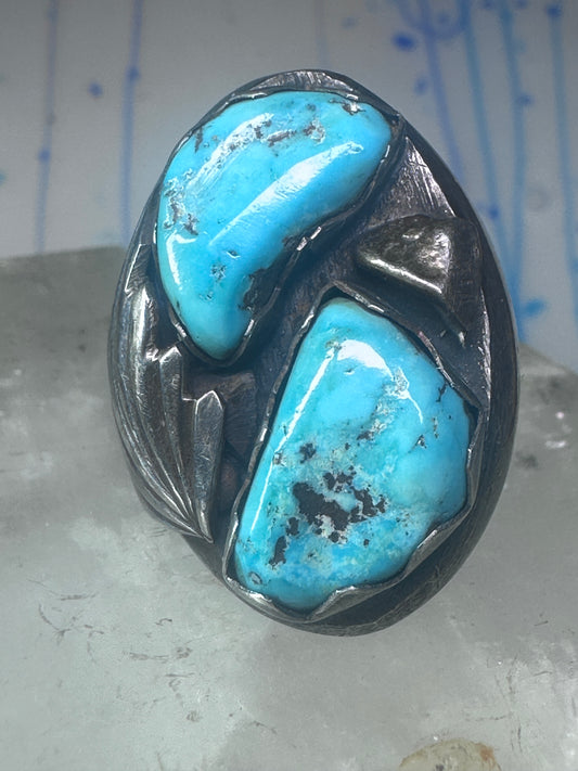 Navajo turquoise ring Heavy band sterling silver size 9 women men