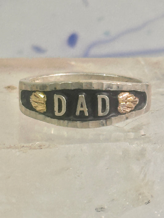 Dad ring Fathers Day Band leaves Size 8 sterling silver men