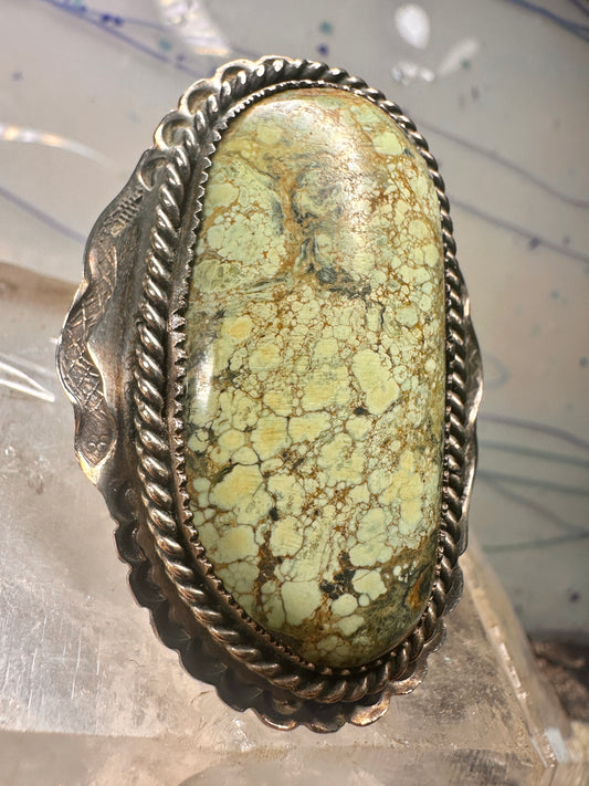Turquoise ring snakes Navajo sterling silver size 9 women 