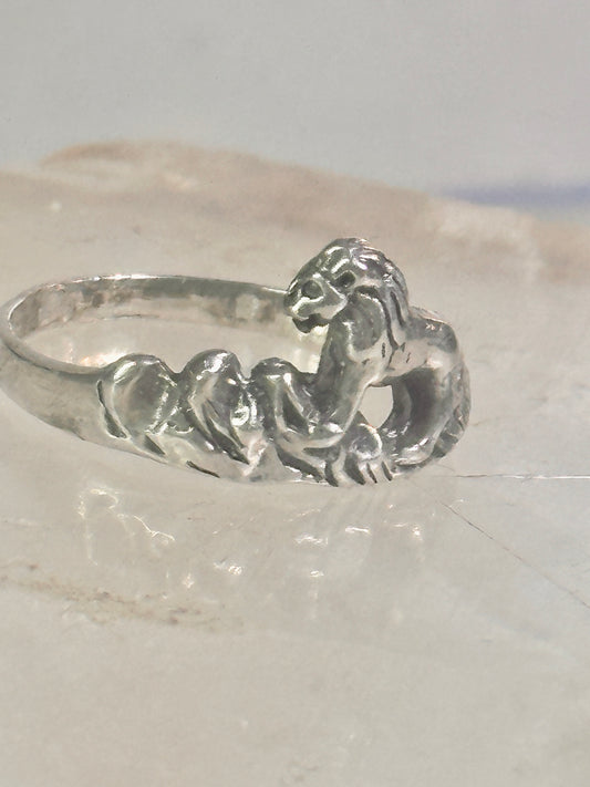 Lion Ring animal band Size size 7.25 sterling silver women girls