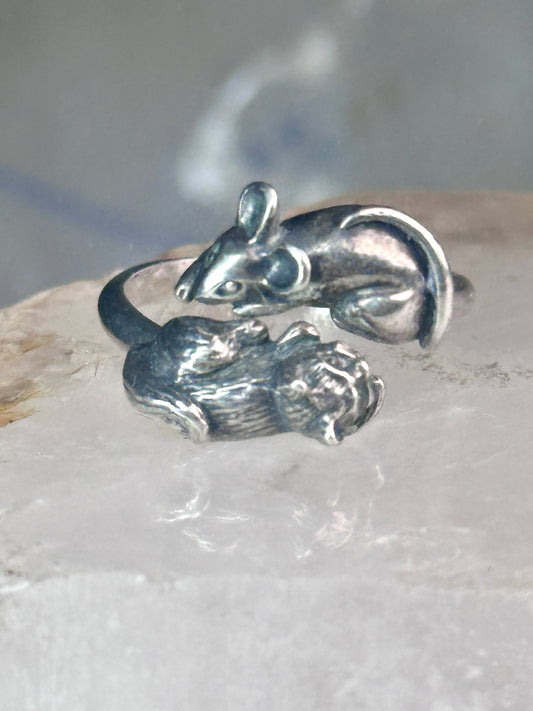 Cat and Mouse ring mouse cat band size 7.50 sterling silver women girls