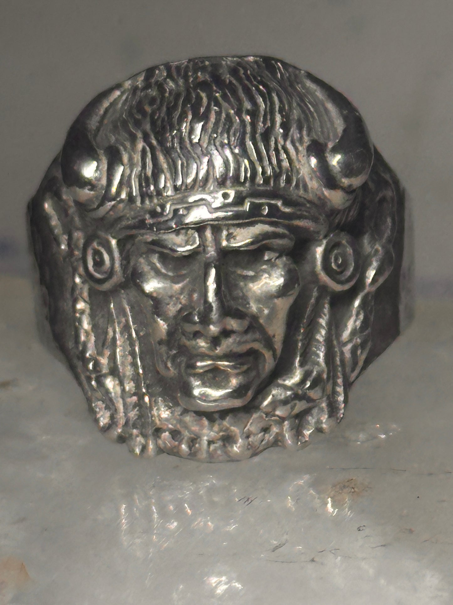 Buffalo headdress ring southwest chief size 10.2 sterling silver men women