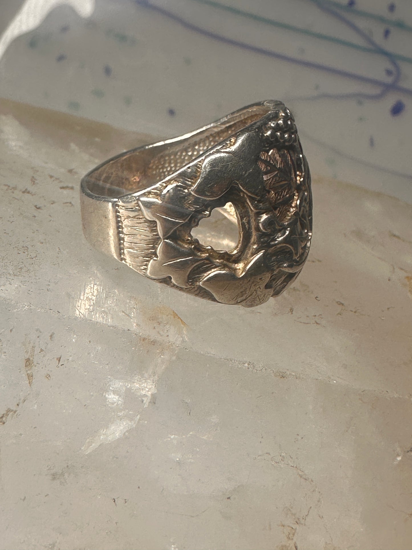 Black Hills Gold ring leaves band size 10.25 sterling silver women men AS IS