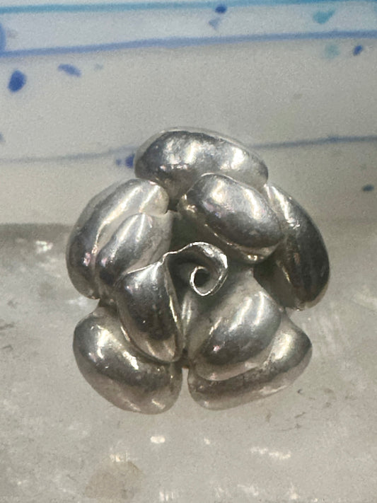 Rose ring big flower band size 7.75 sterling silver women girls