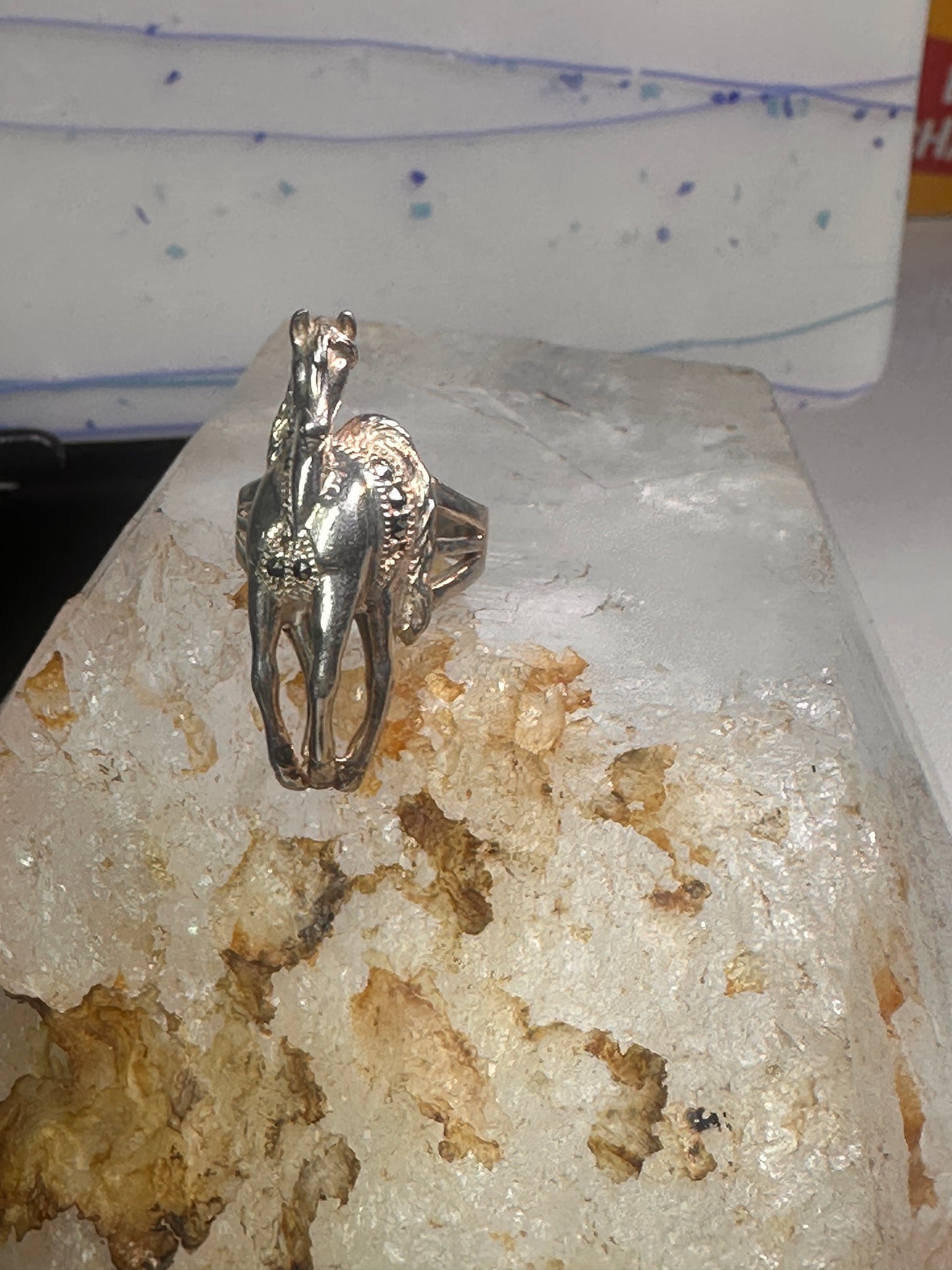 Horse ring marcasites cowgirl southwest Size 5 sterling silver