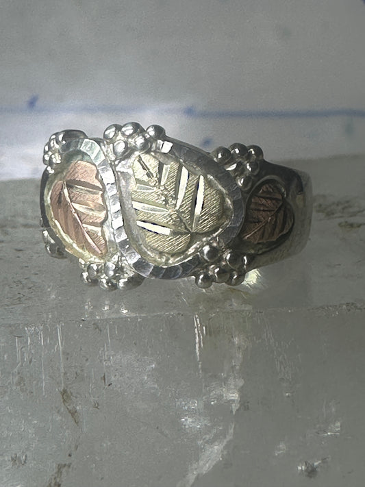 Black Hills Gold ring size 8.50 floral wedding band sterling silver women men