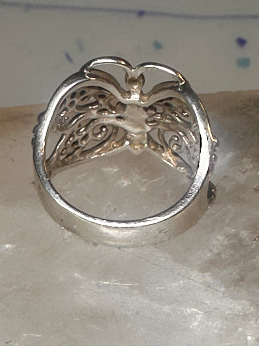 Butterfly ring Black Hills Gold band leaves Size 7.75 sterling silver 