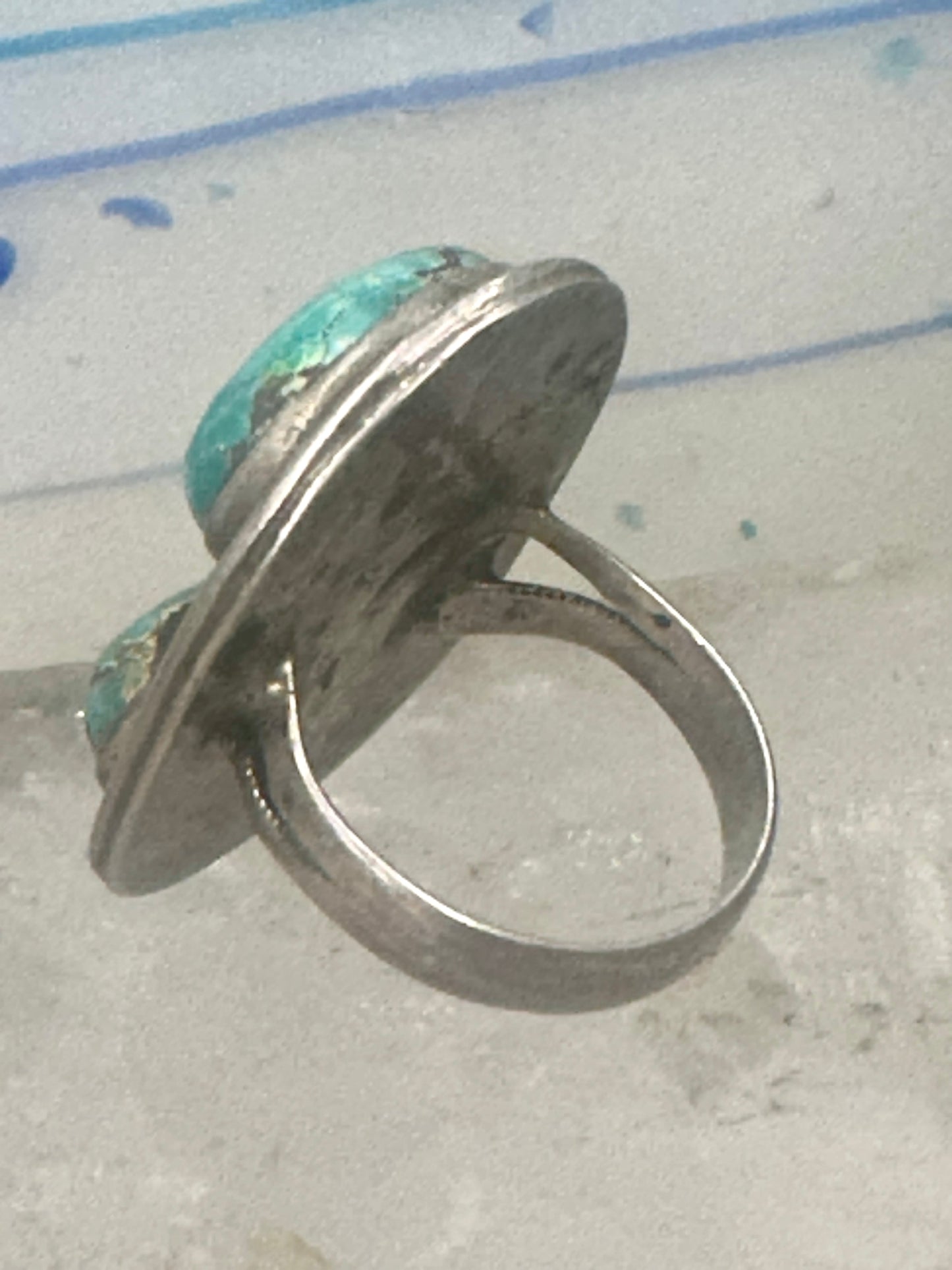 Navajo ring Long Turquoise size 5.75 sterling silver women