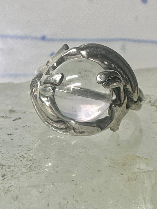 Glass Orb ring Celestial Stars band size 5.75 sterling silver women girls