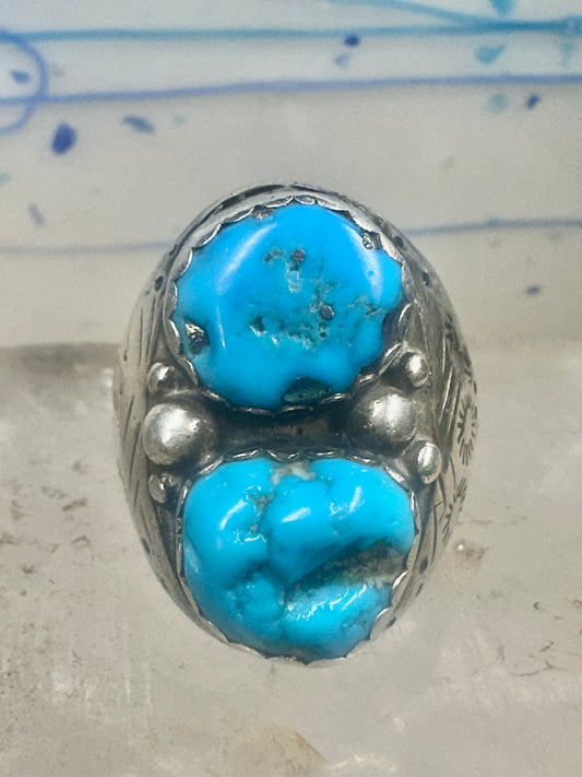Navajo ring Turquoise size 11.50 sterling silver sun stampings women men