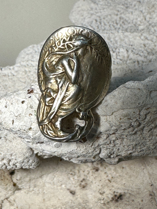 Art Nouveau ring lady band circa 1900 ring size 8.25 sterling silver women