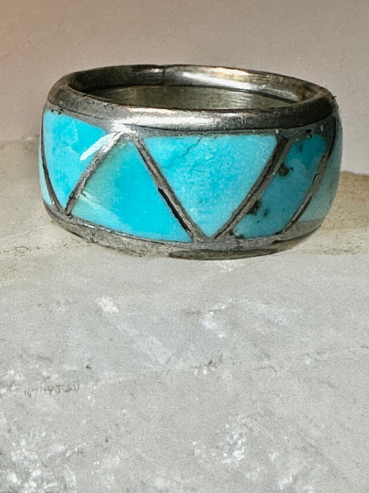 Zuni ring Turquoise wedding band size 4.25 sterling silver women boys
