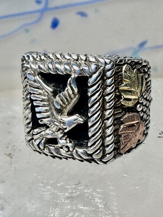 Eagle ring size 8 Black Hills Gold Onyx sterling silver women men