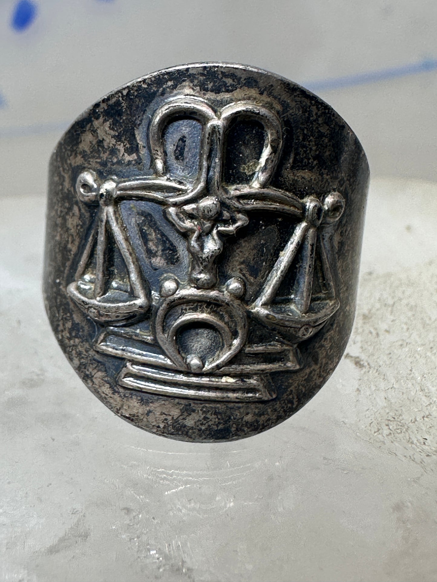 Scales ring Libra Law lawyer band size 6 sterling silver women